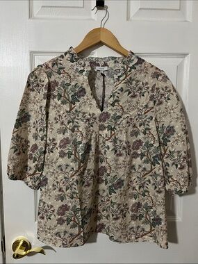 NWT Voy Floral Blouse Top Shirt Large